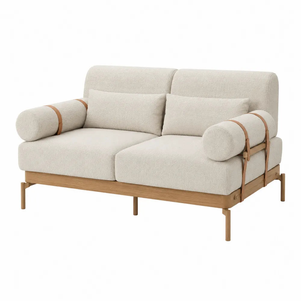 Sofa Dwuosobowa z Poliestru na Drewnianym Stelażu