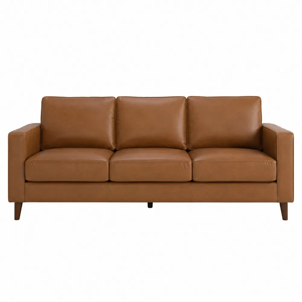 Sofa trzyosobowa skórzana brązowa 210cm