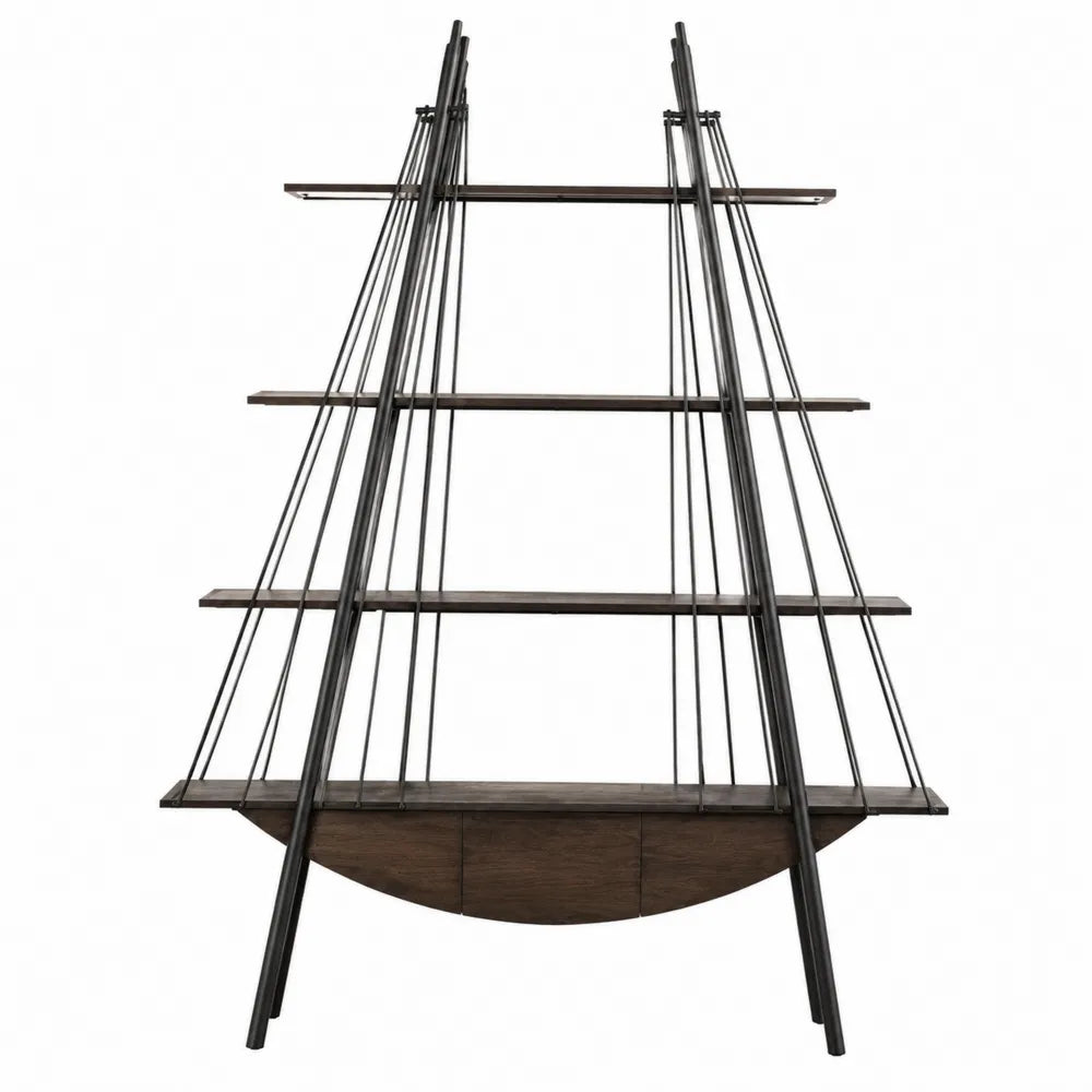 Regał trapezowy z drewna i metalu 180x120x40 cm