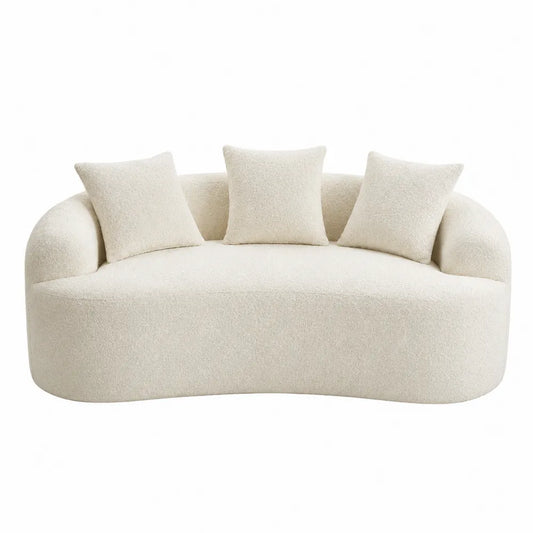 Trzyosobowa sofa zakrzywiona, Bouclé, 200x100x85 cm, Kremowy