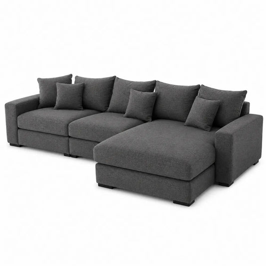 Narożna sofa tapicerowana ciemnoszara 300 cm