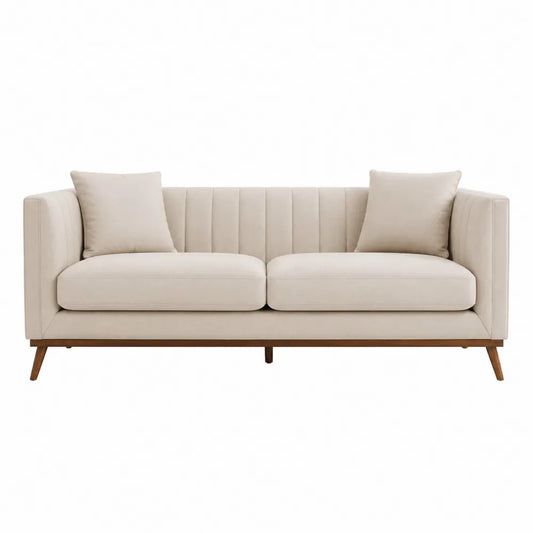 Sofa trzyosobowa poliester Beżowy 220 cm