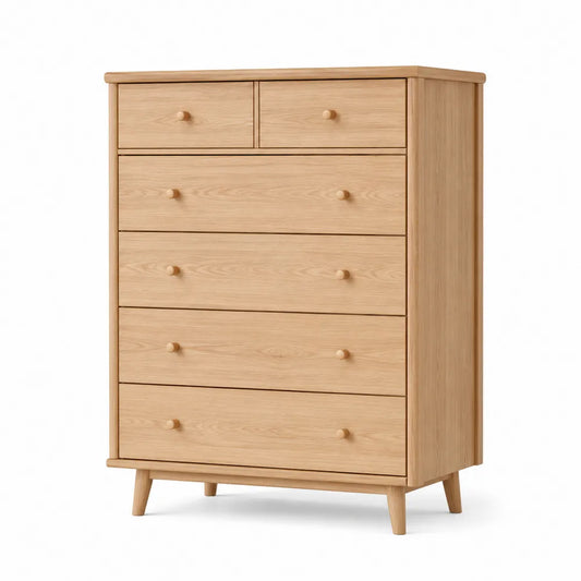 Komoda drewniana z litego dębu 6 szuflad 115 cm