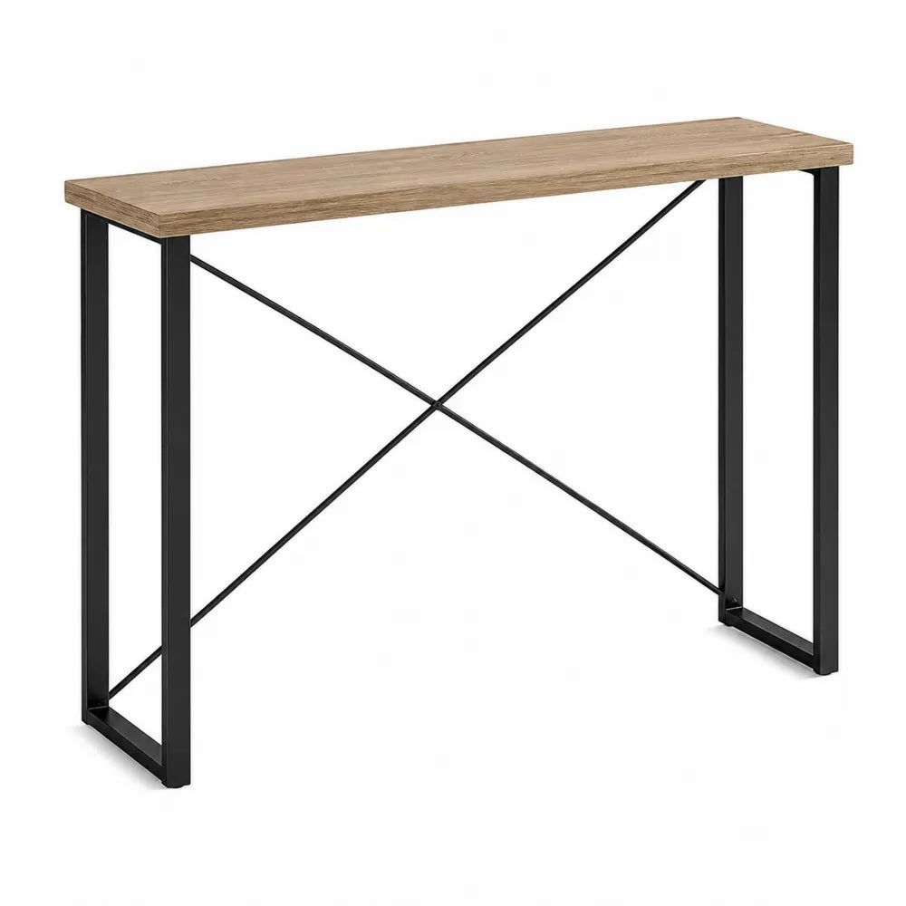 Konsola prostokątna drewno metal czarny 120 cm