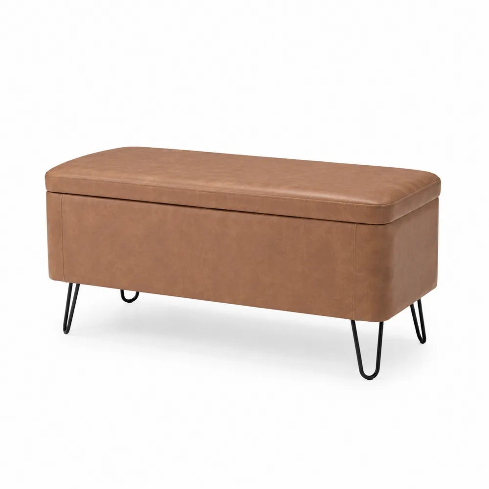 Ławka skóra ekologiczna brązowa 120 cm