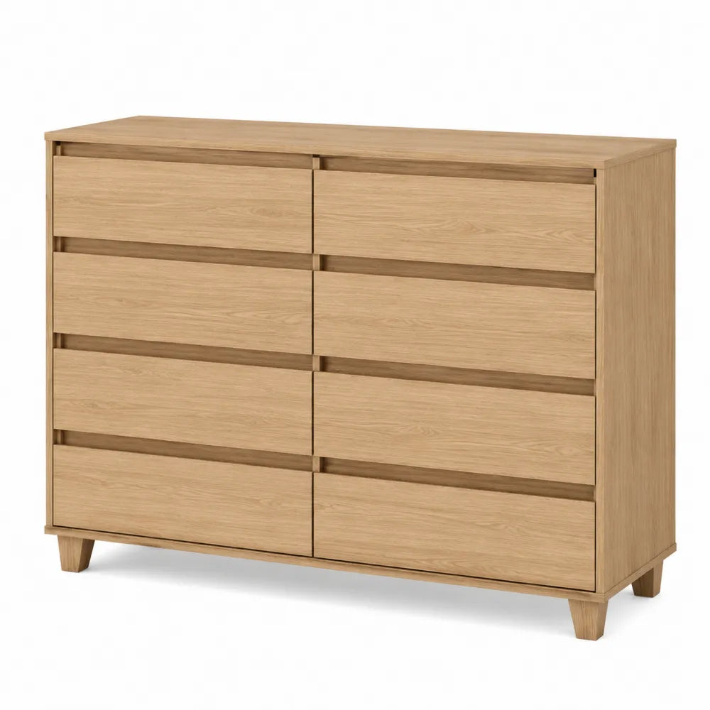Komoda z drewna dębowego z 8 szufladami 120x90x40 cm