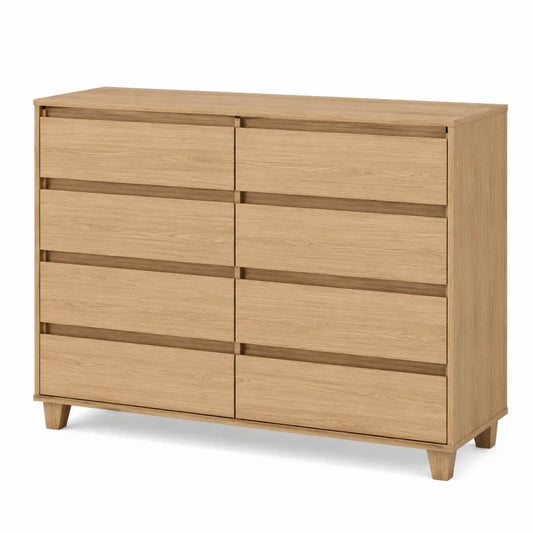 Komoda z drewna dębowego z 8 szufladami 120x90x40 cm