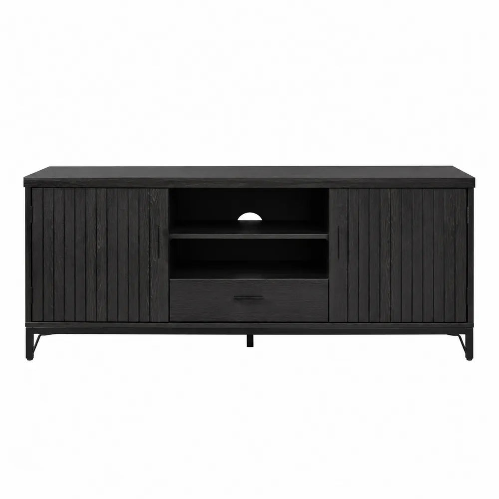 Szafka RTV z drewna sosnowego Czarna 150 cm