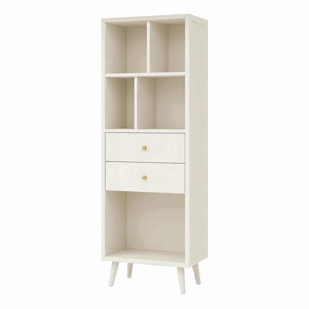 Regał z szufladami biały MDF 180 cm