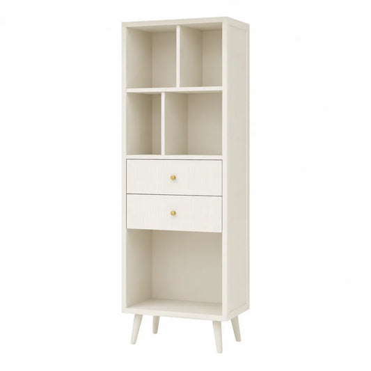Regał z szufladami biały MDF 180 cm