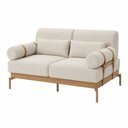 Sofa Dwuosobowa z Poliestru na Drewnianym Stelażu