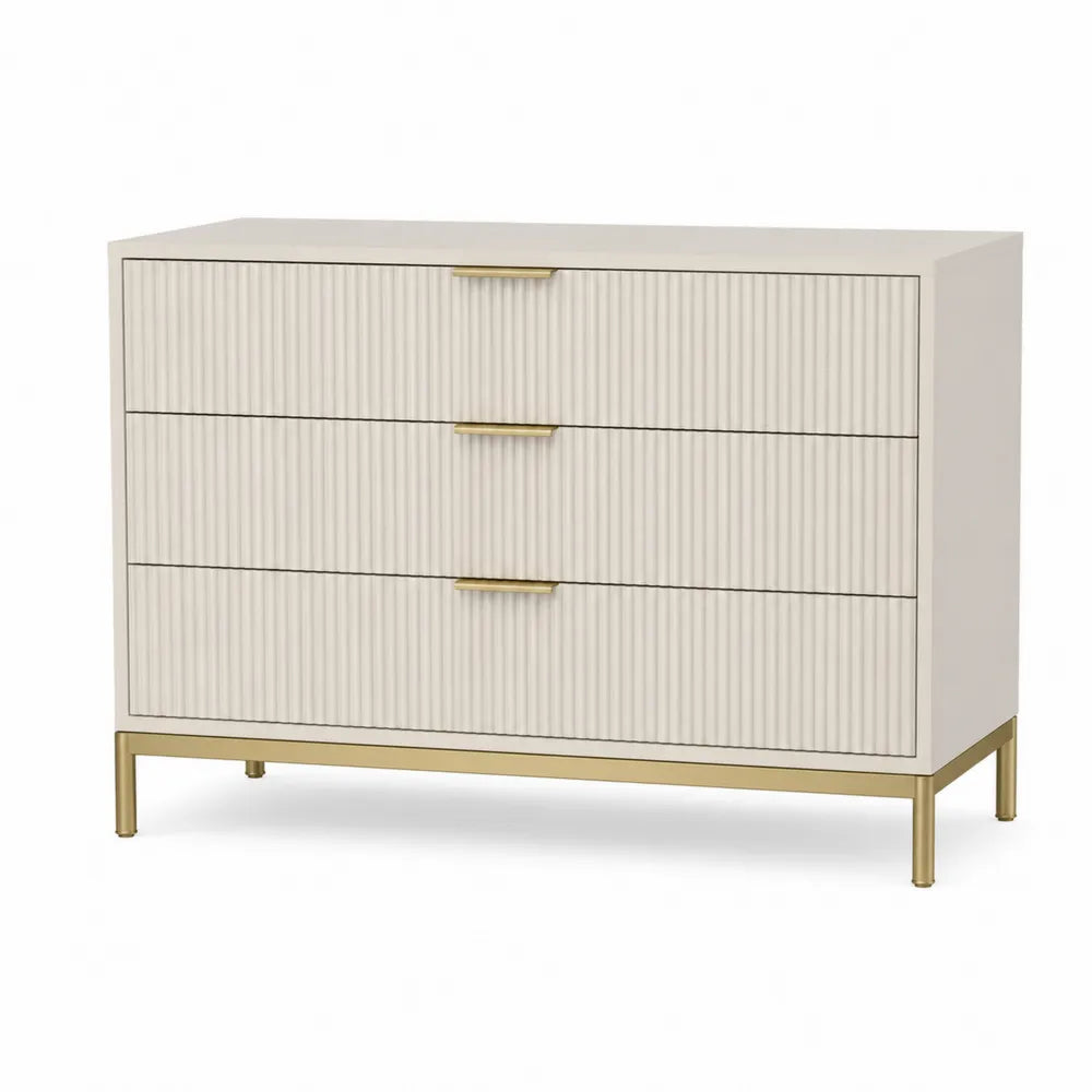 Komoda z trzema szufladami MDF biało-złota 90x40x80 cm