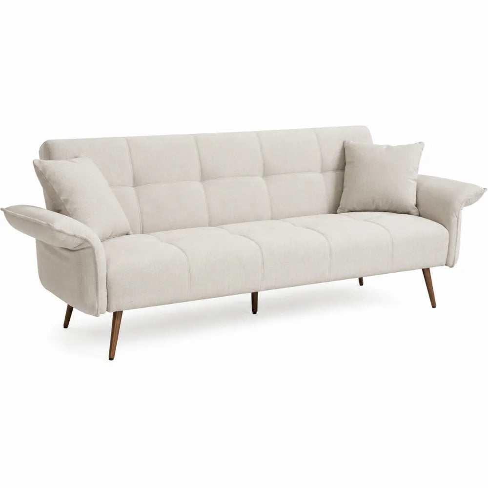 Sofa beżowa tapicerowana poliestrem 220cm