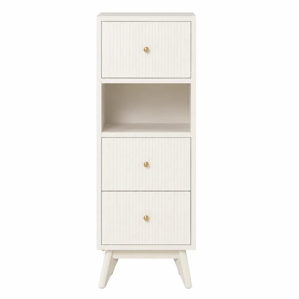 Regał trzyszufladowy z MDF Biały 120x40x30 cm