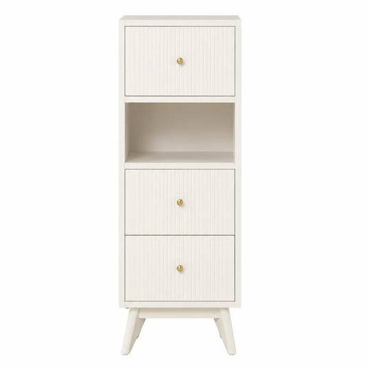 Regał trzyszufladowy z MDF Biały 120x40x30 cm