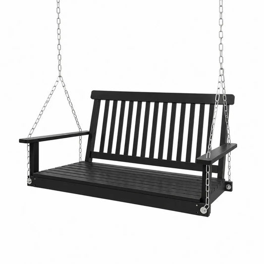 Czarna drewniana huśtawka wisząca 120cm