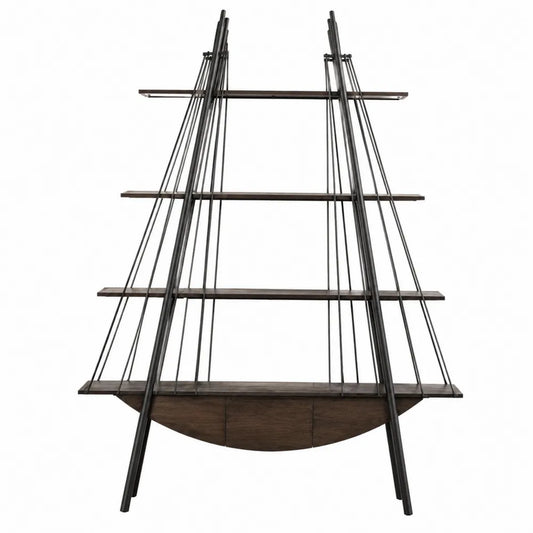 Regał trapezowy z drewna i metalu 180x120x40 cm
